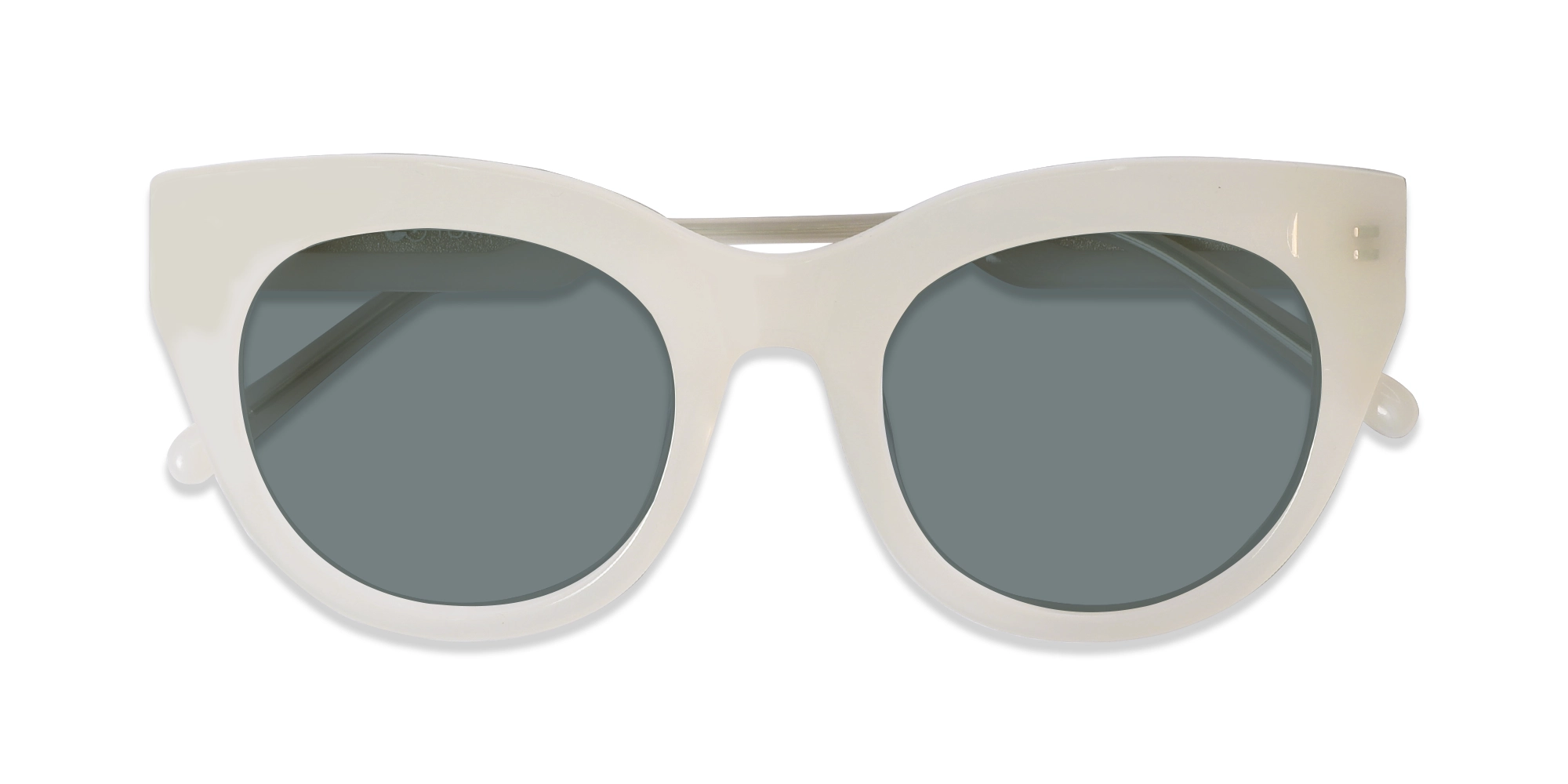 Pearl White Cat-Eye Frame With Dark Grey Tint Sunglasses-6
