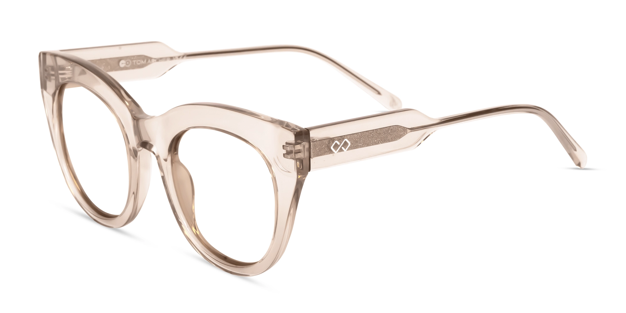 Crystal Water Beige Acetate Cat-Eye Glasses