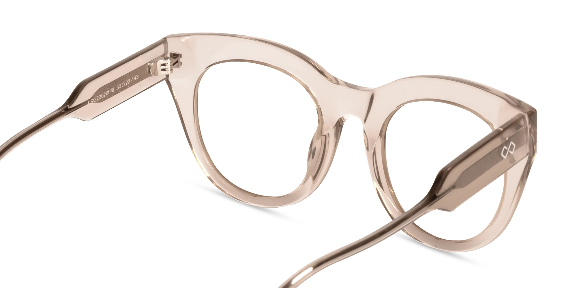 Crystal Water Beige Acetate Cat-Eye Glasses