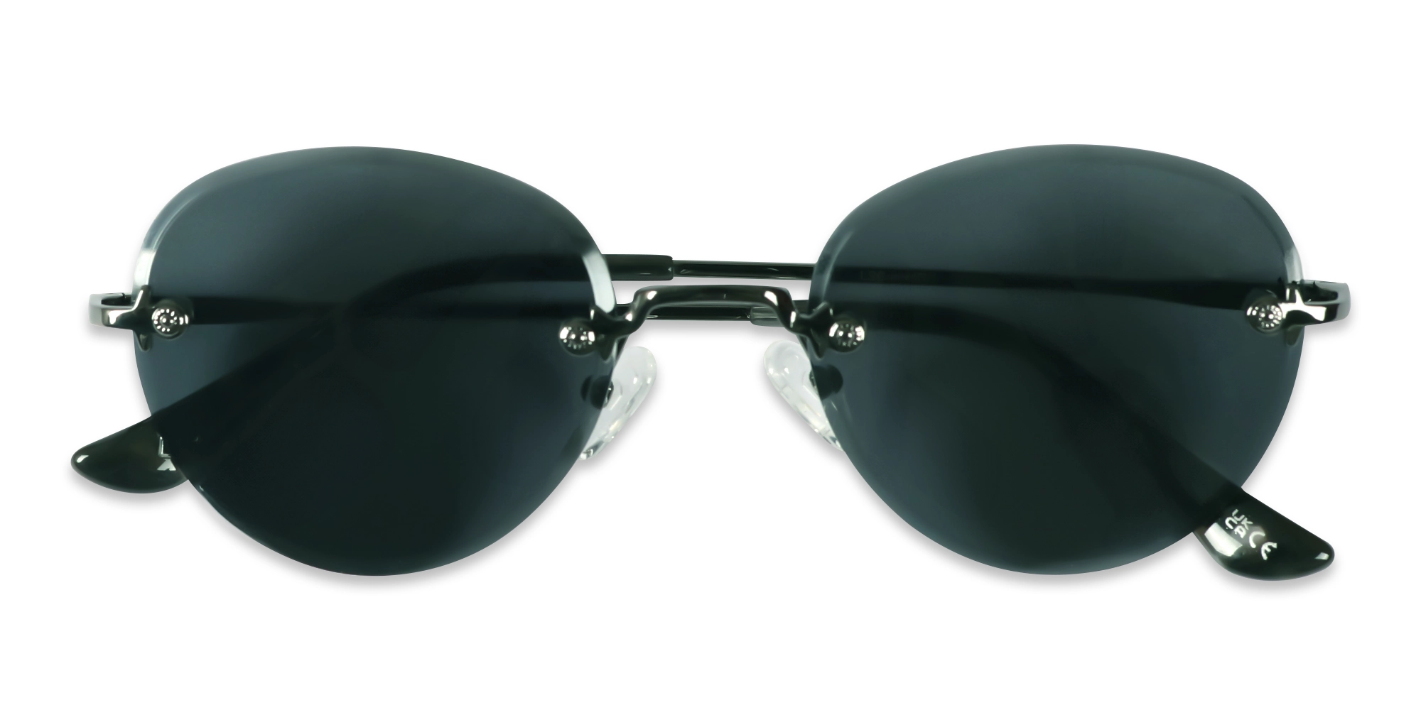 Black & Marble Round Rimless Sunglasses 6