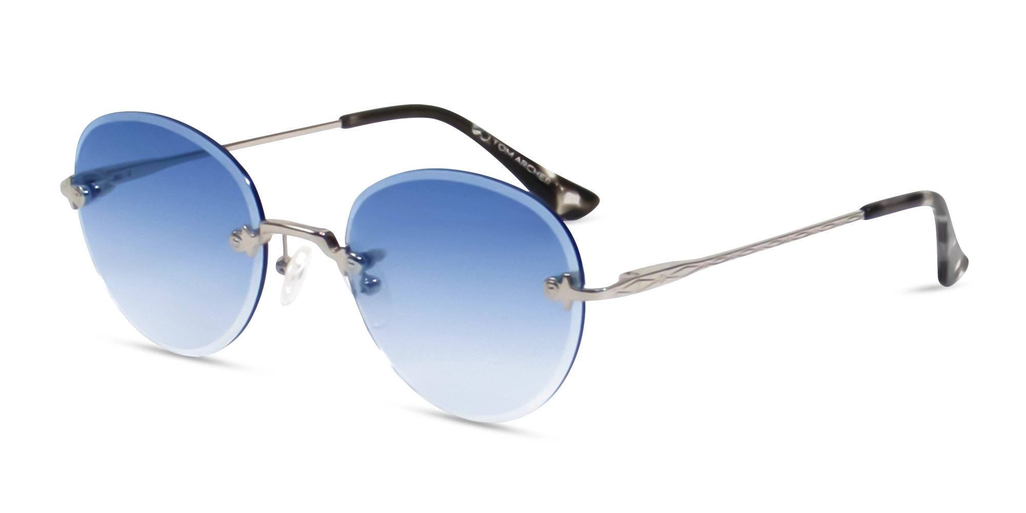 Silver and Black Marble Metal Rimless Sunglasses 3