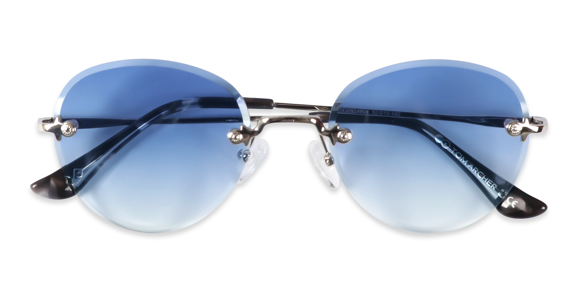 Silver and Black Marble Metal Rimless Sunglasses 6