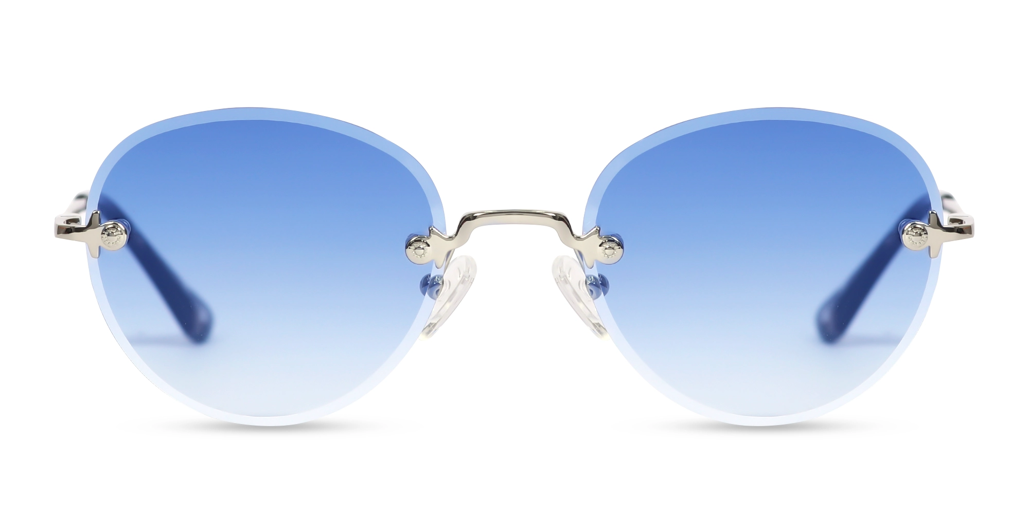 Silver and Black Marble Metal Rimless Sunglasses 1