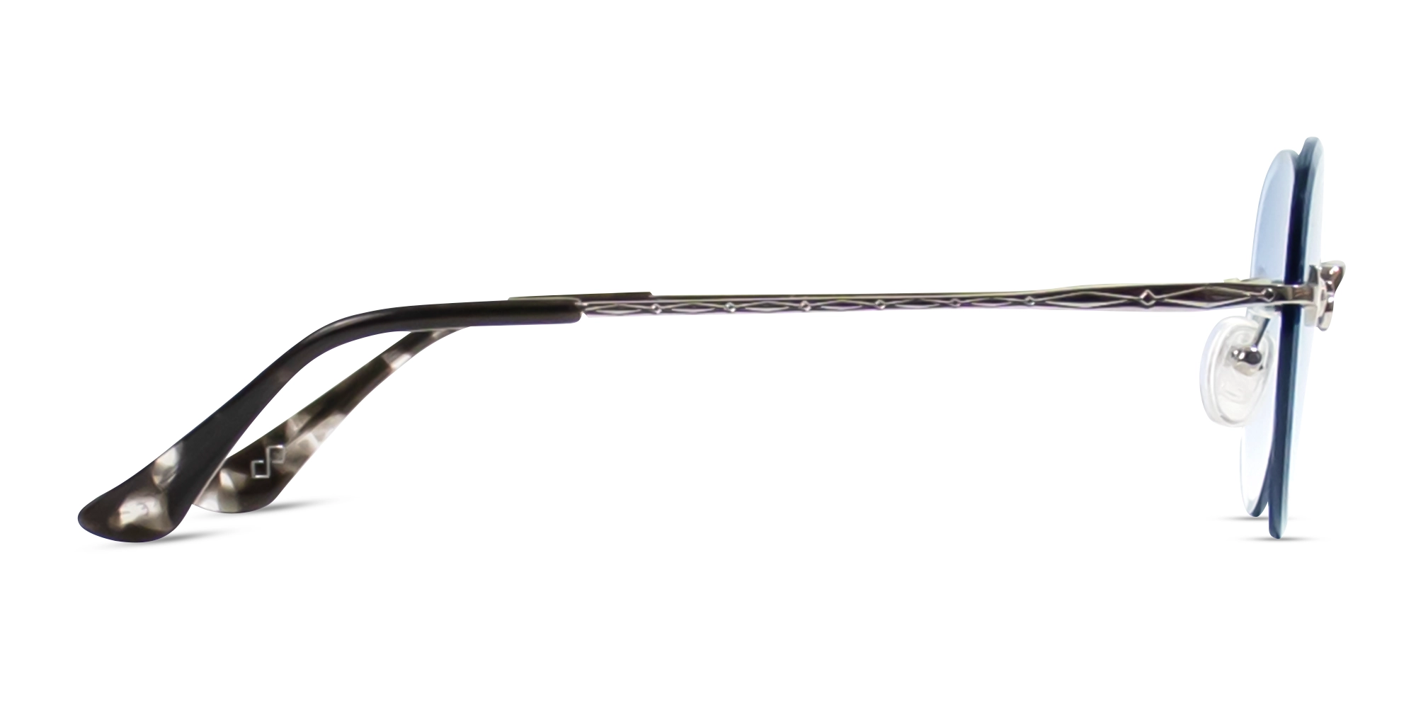 Silver and Black Marble Metal Rimless Sunglasses 4