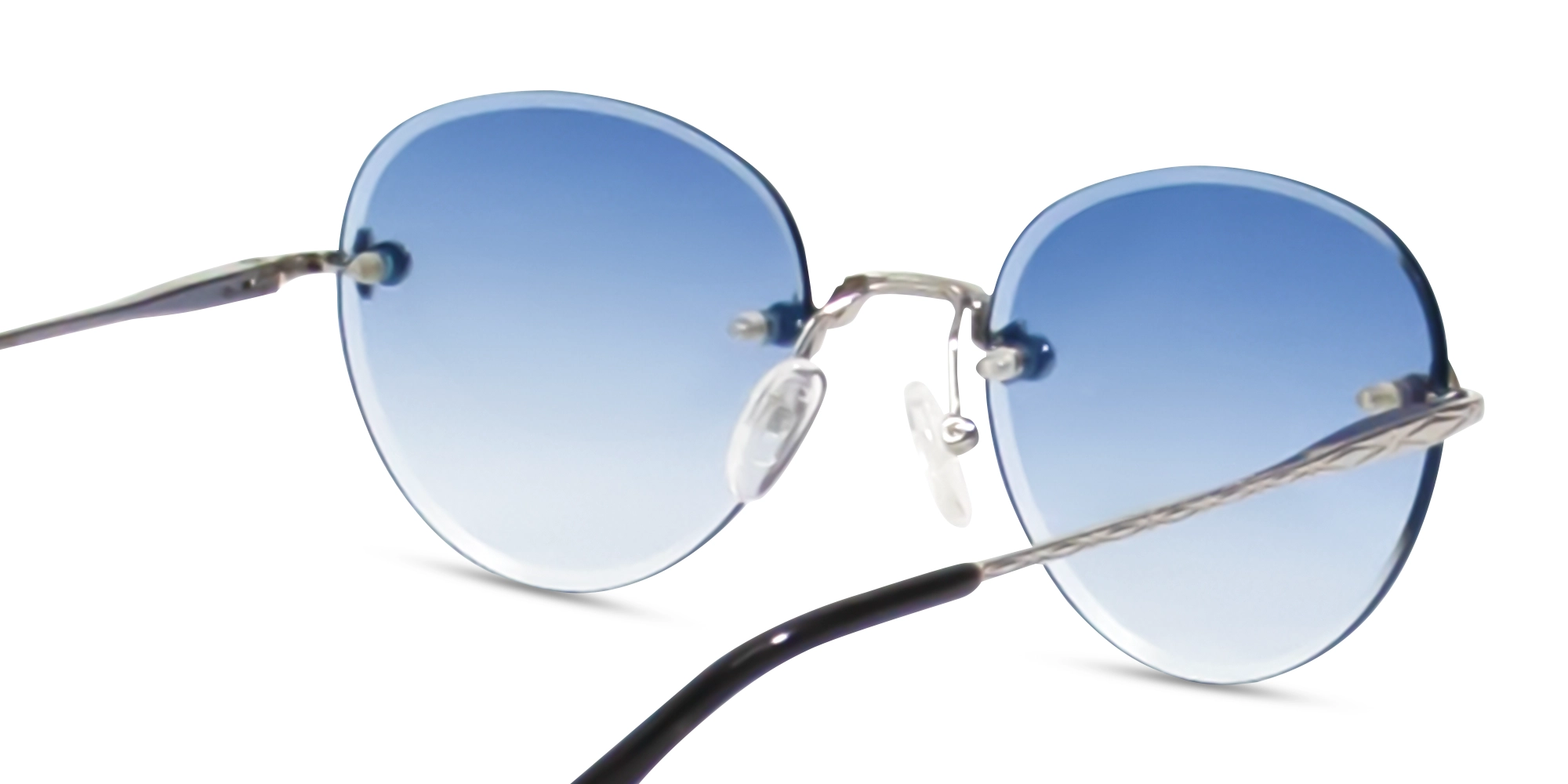 Silver and Black Marble Metal Rimless Sunglasses 5