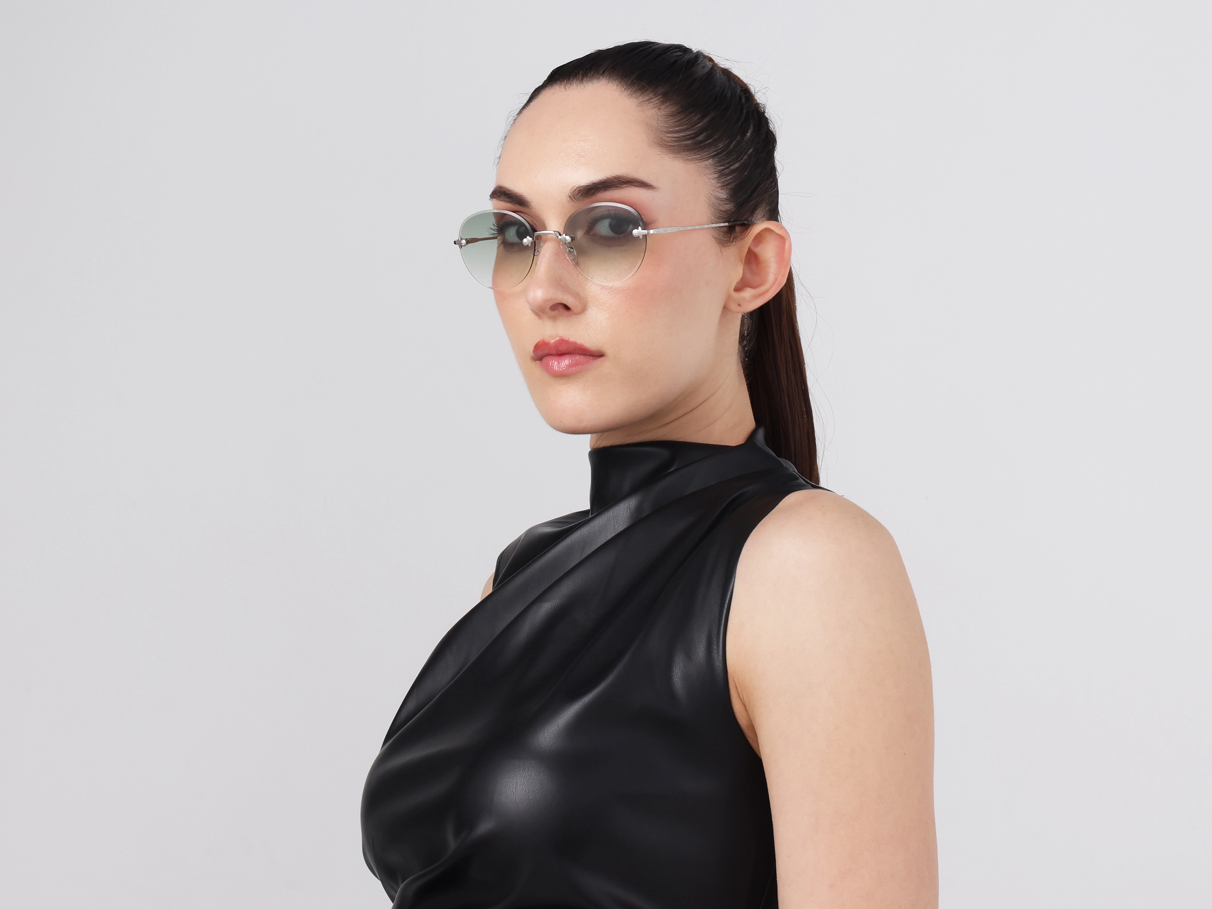 Silver and Black Marble Metal Rimless Sunglasses 12