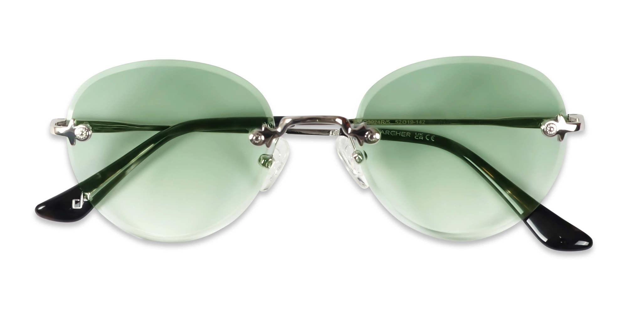 Silver and Black Marble Metal Rimless Sunglasses 6