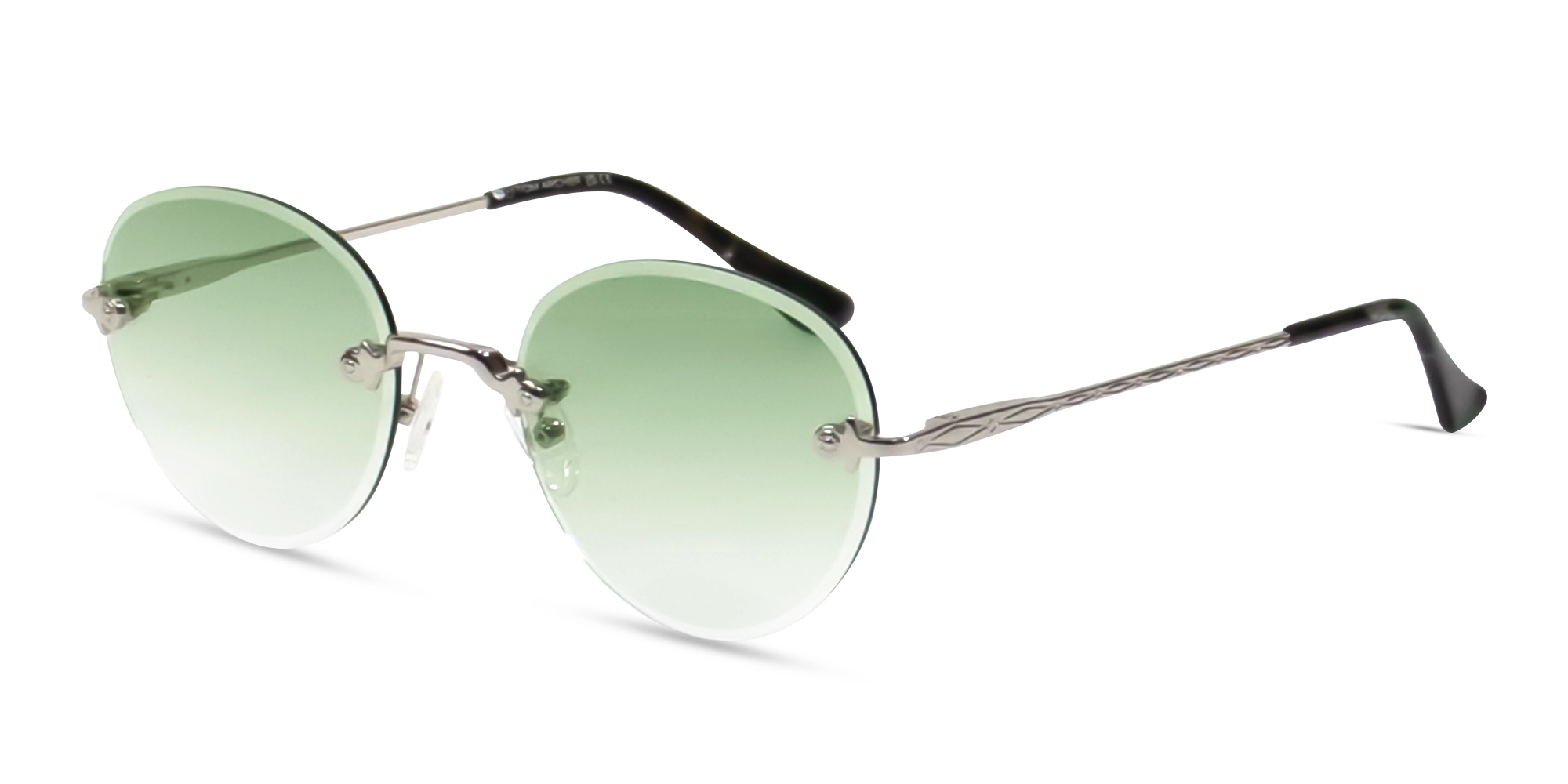 Silver and Black Marble Metal Rimless Sunglasses 3