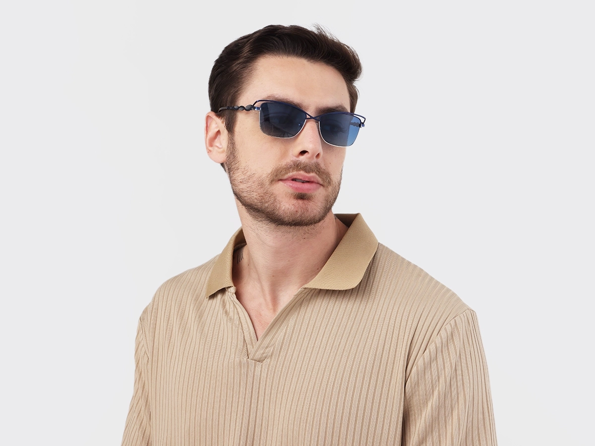 Matte Azure Blue & Silver Cat-eye Sunglasses 43