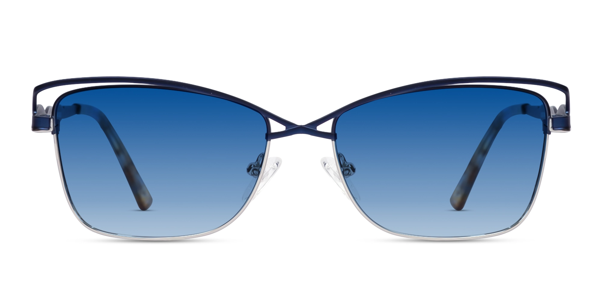 Matte Azure Blue & Silver Cat-eye Sunglasses 1 Matte Azure Blue & Silver Cat-eye Sunglasses 1