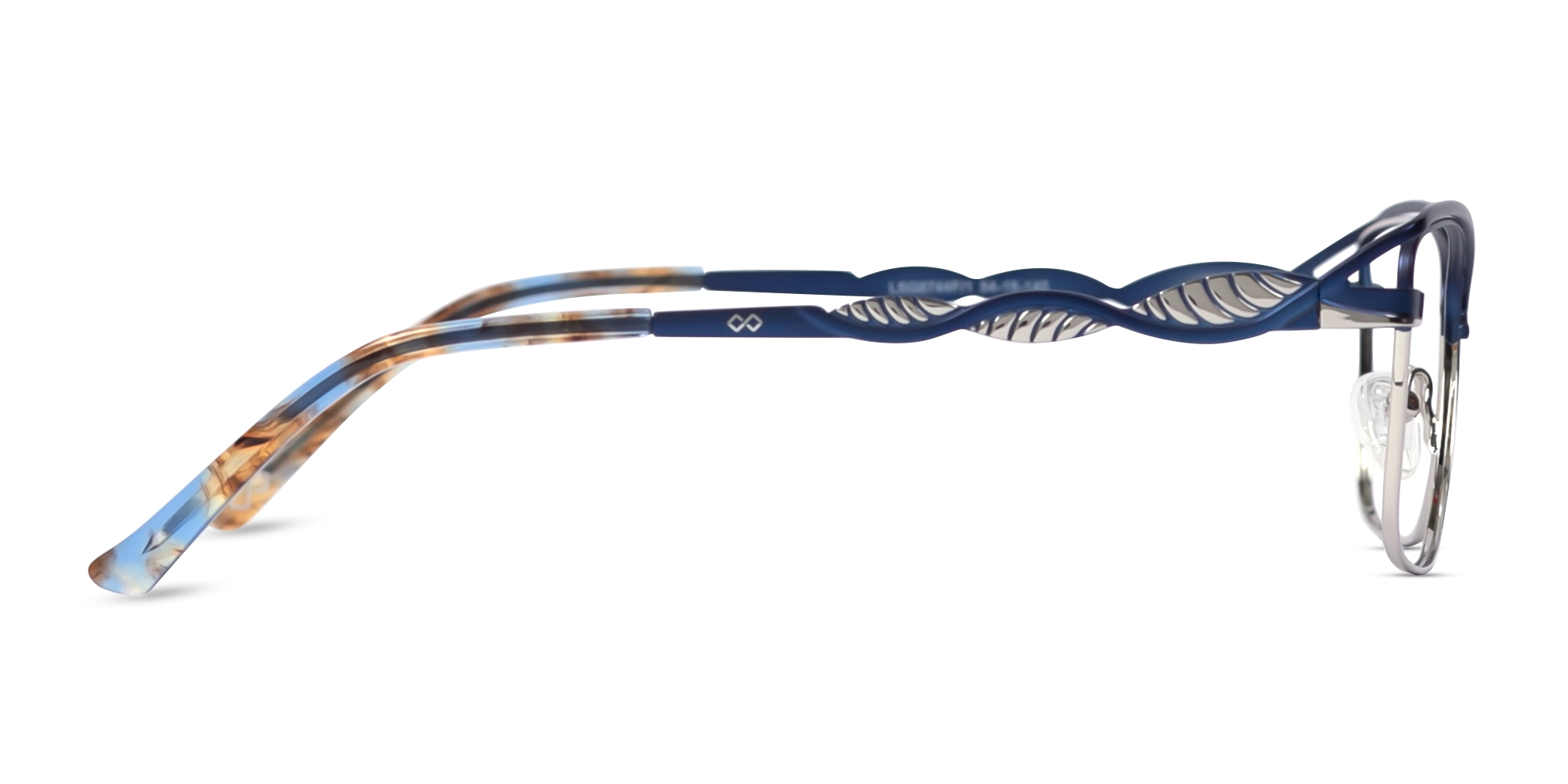 Matte Azure Blue & Silver Cat-eye Glasses-4