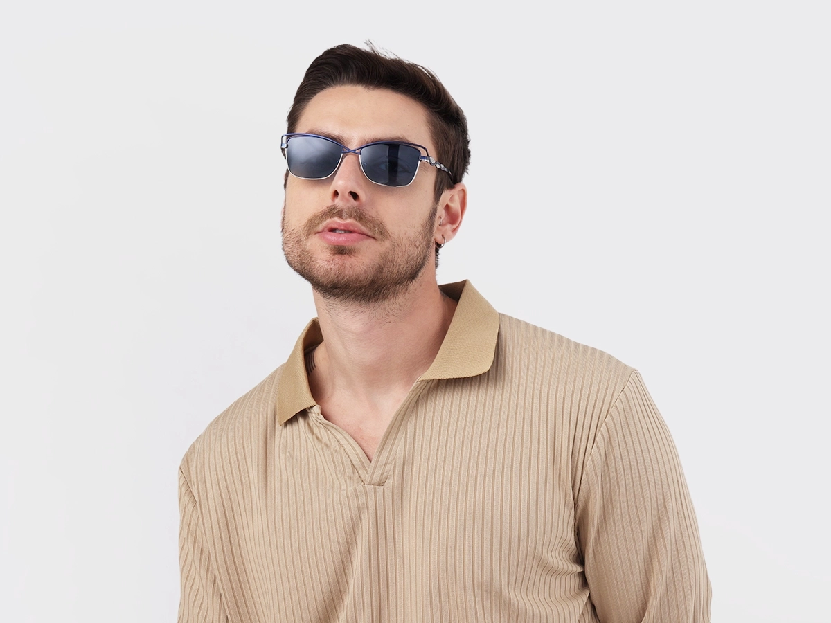 Matte Azure Blue & Silver Cat-eye Sunglasses 41