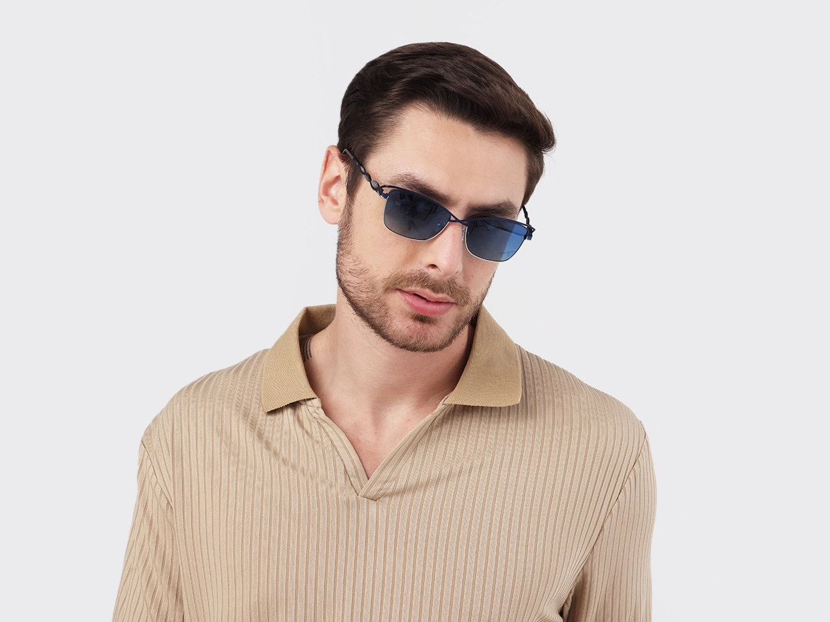 Matte Azure Blue & Silver Cat-eye Sunglasses 42