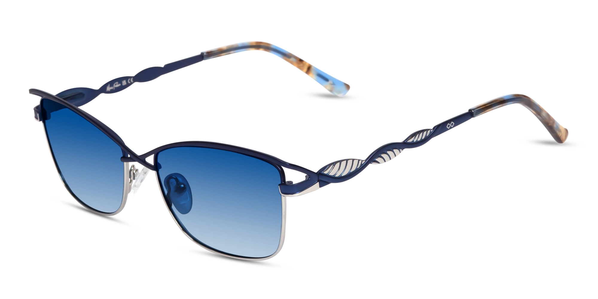 Matte Azure Blue & Silver Cat-eye Sunglasses 3