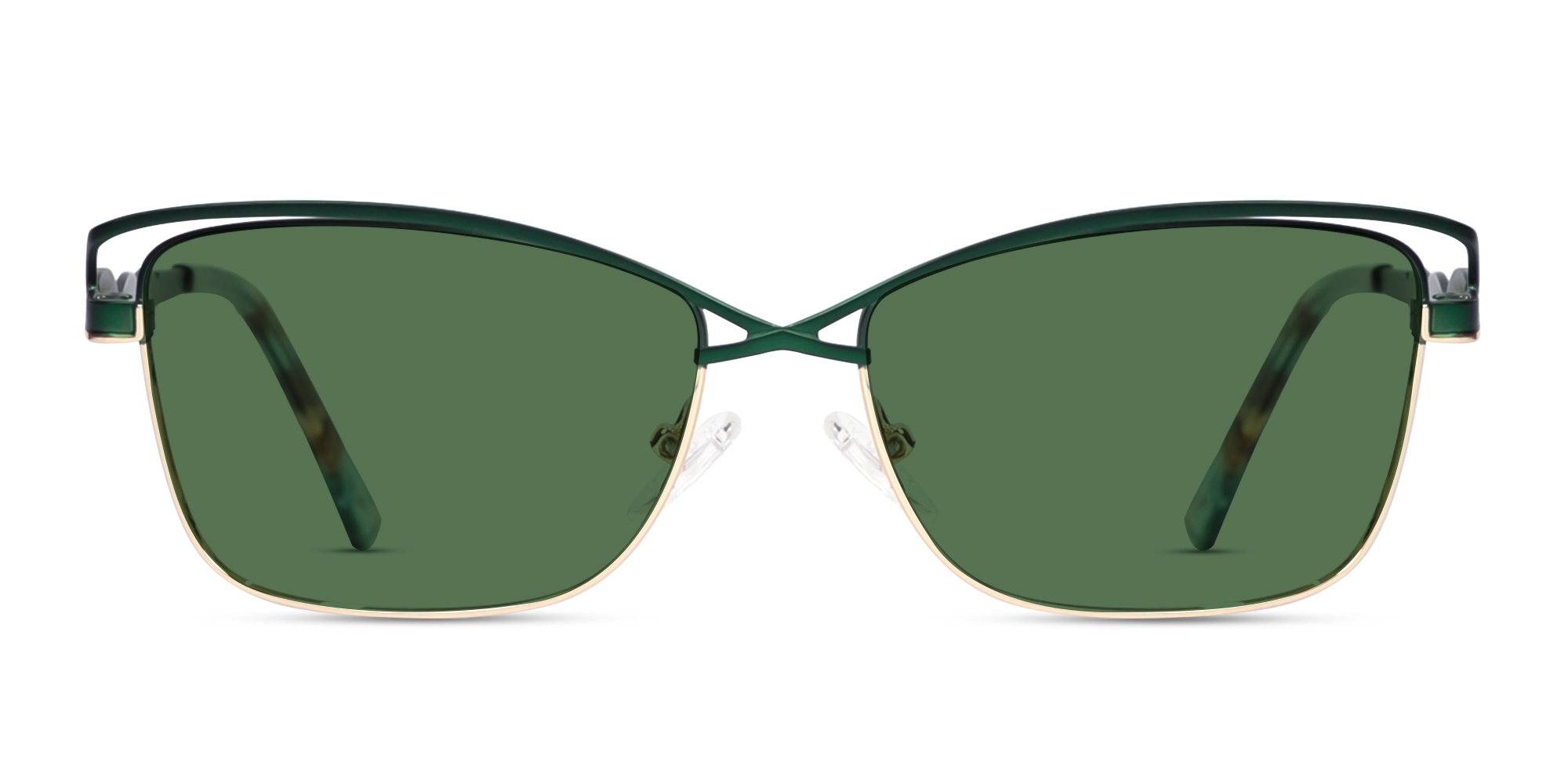 Matte Emerald Green & Gold Cat-Eye Sunglasses 1