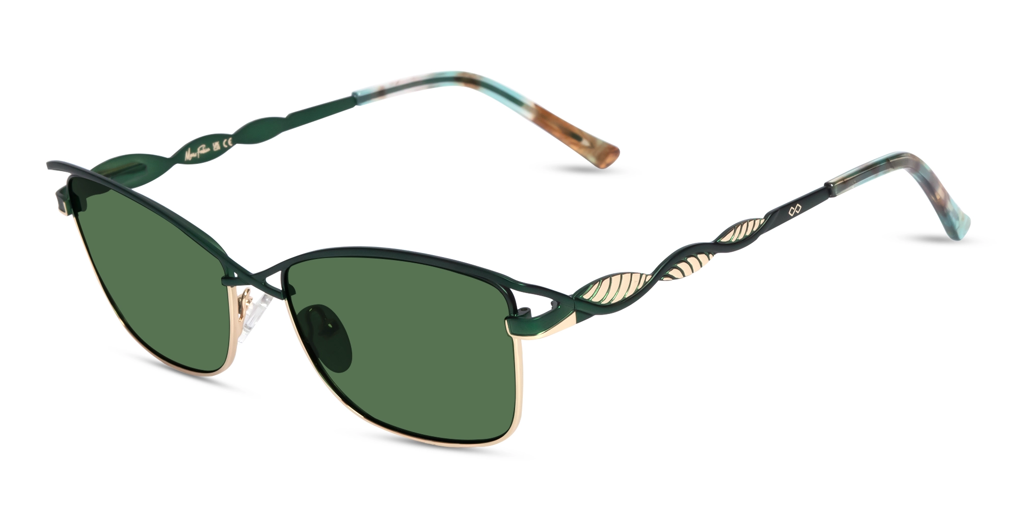 Matte Emerald Green & Gold Cat-Eye Sunglasses  3