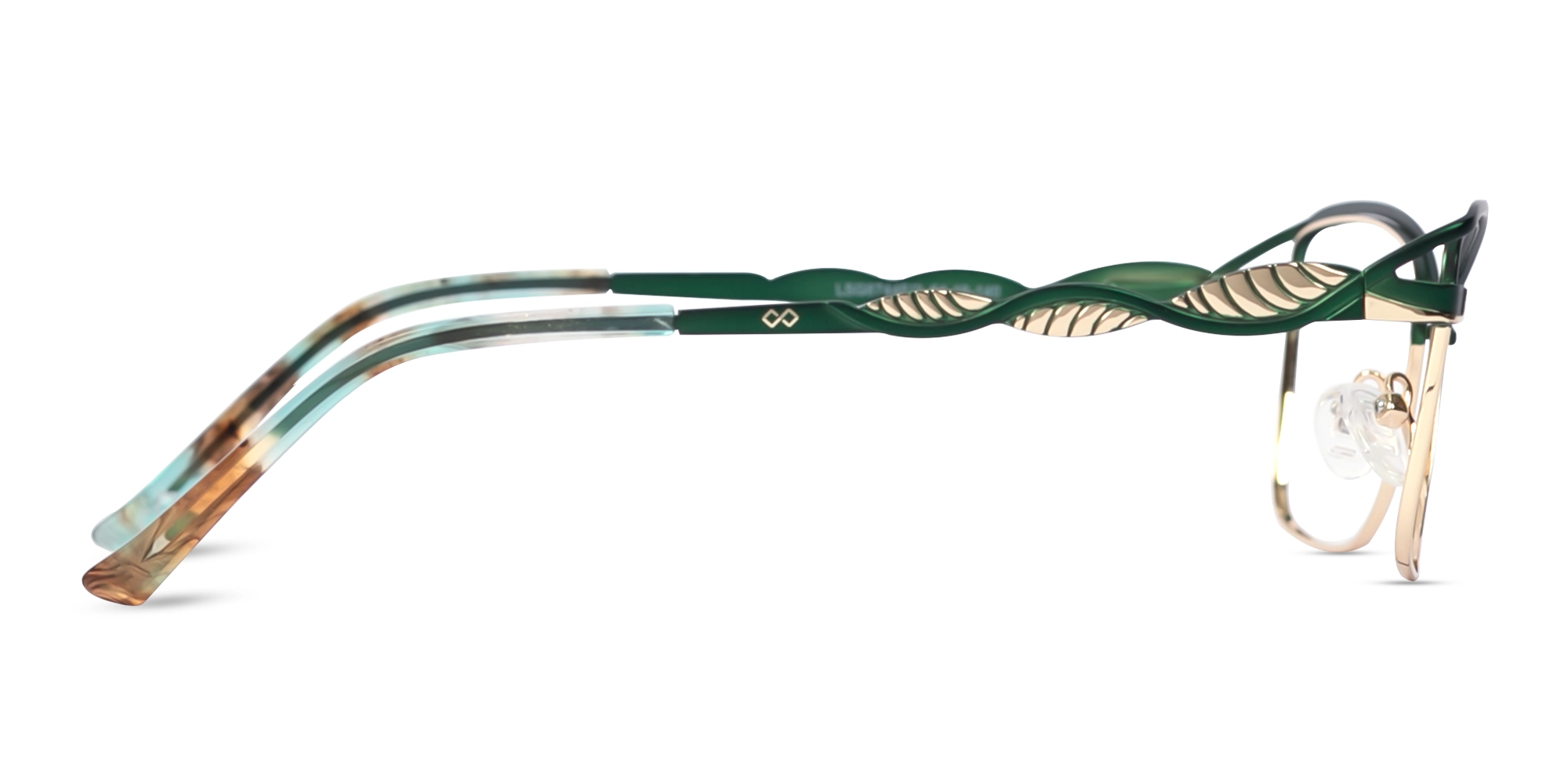 Matte Emerald Green & Gold Cat-eye Glasses -4