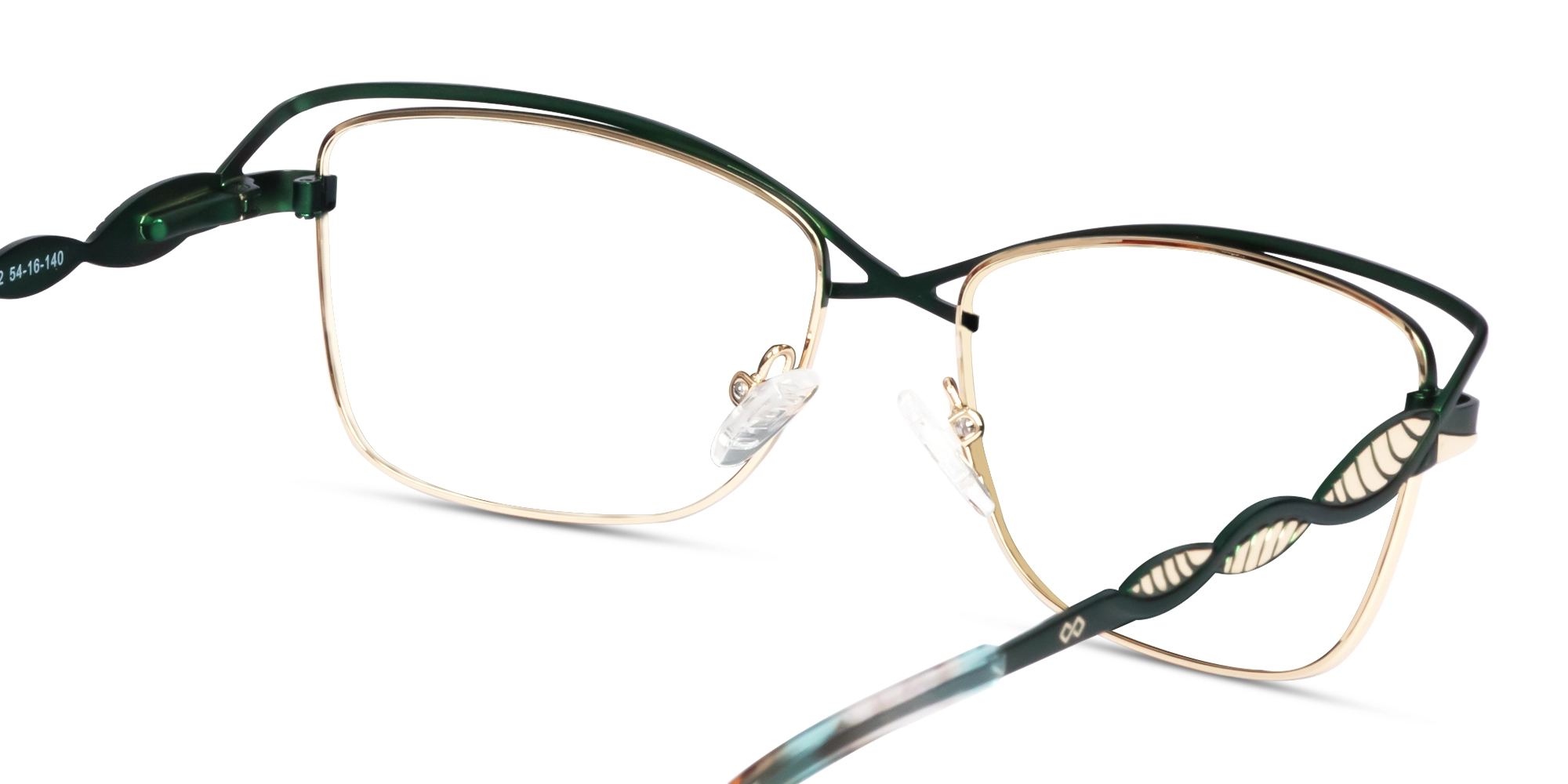 Matte Emerald Green & Gold Cat-eye Glasses -5