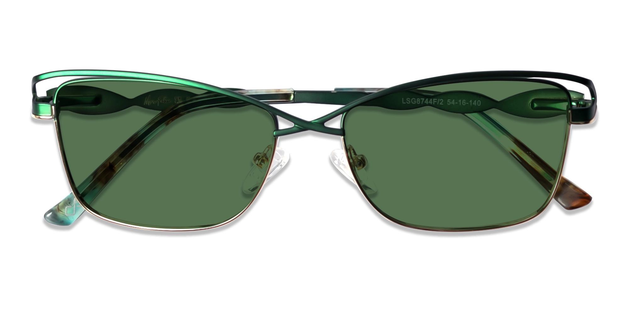 Matte Emerald Green & Gold Cat-Eye Sunglasses 6