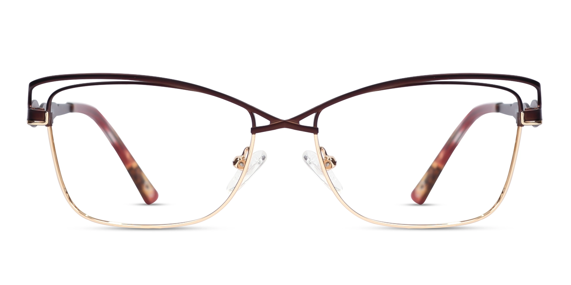 Matte Bronze & Gold Cat-eye Glasses-1