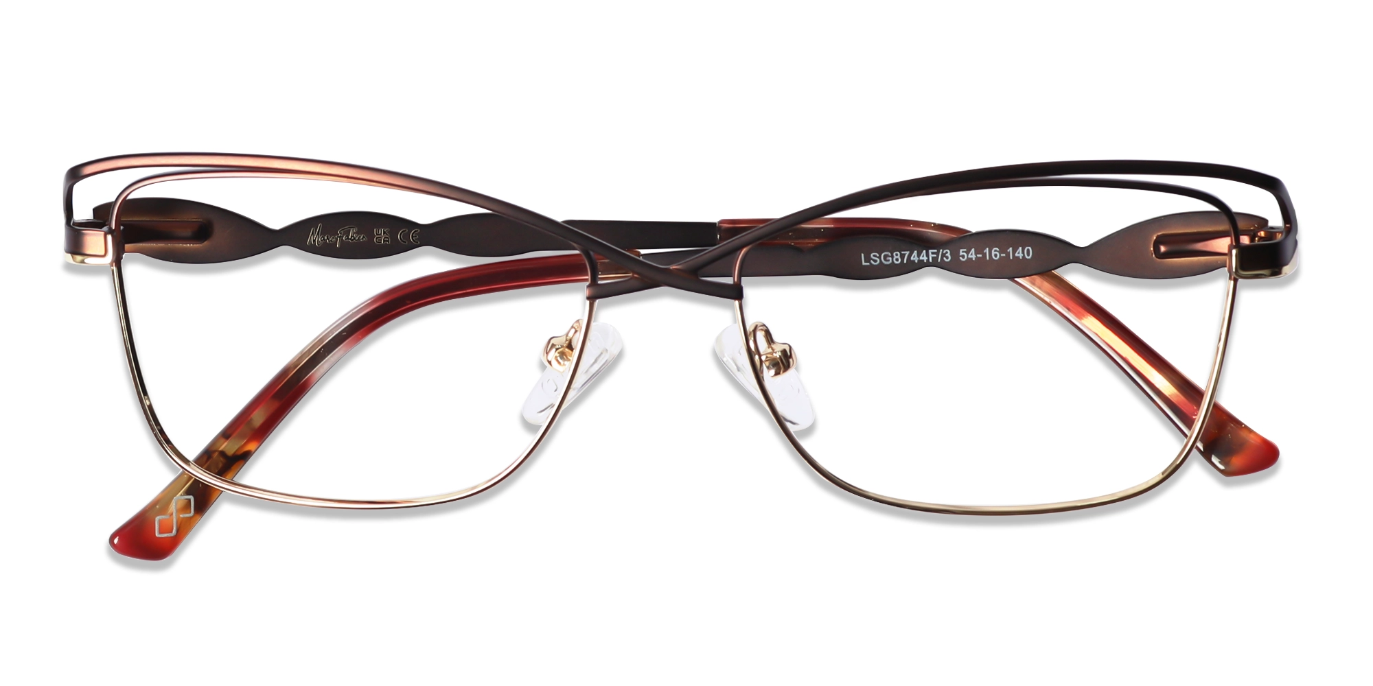 Matte Bronze & Gold Cat-eye Glasses-6