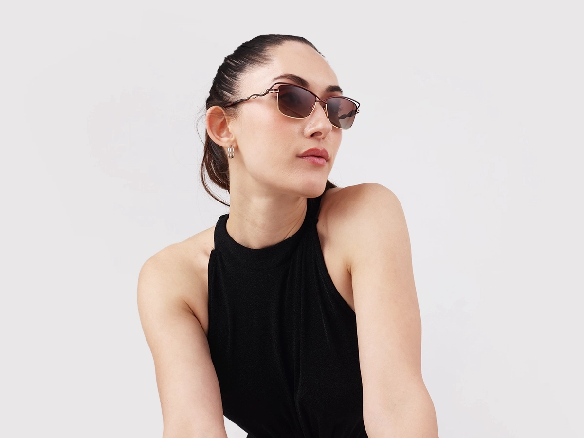 Matte Bronze & Gold Cat-Eye Sunglasses 52