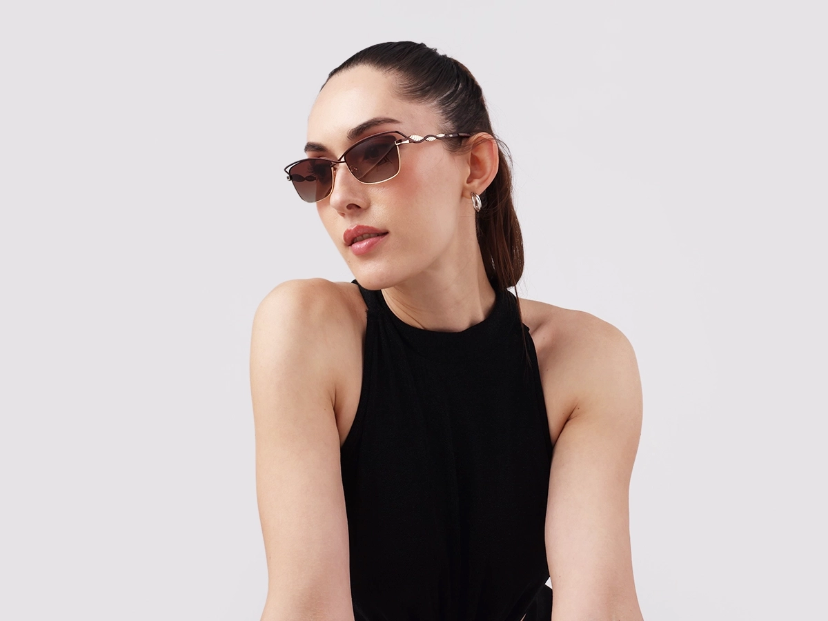 Matte Bronze & Gold Cat-Eye Sunglasses 51