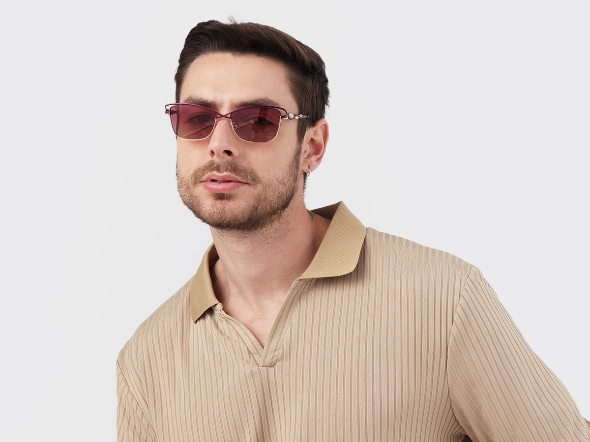 Matte Purple & Gold Cat-Eye Sunglasses 41