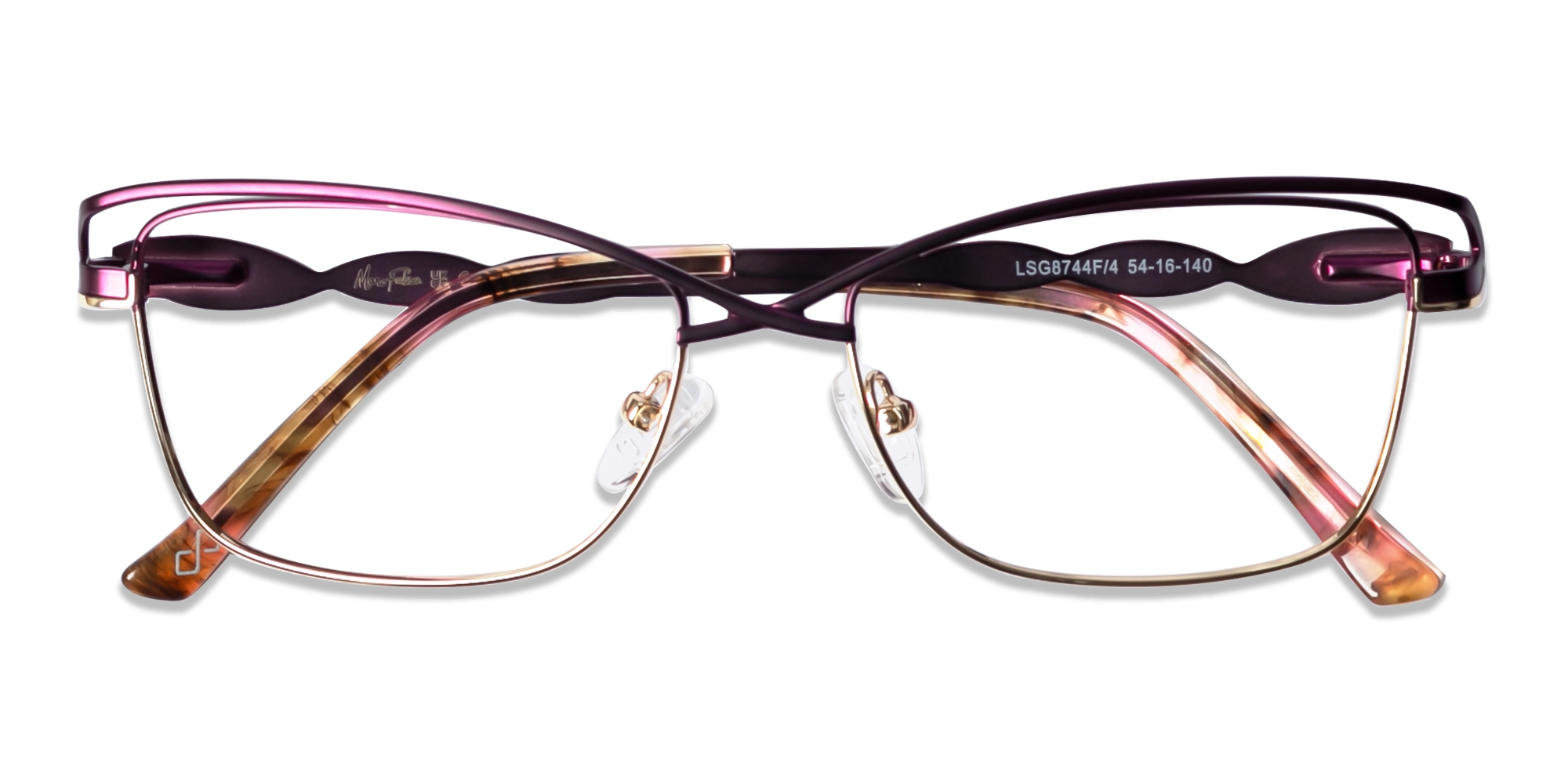 Matte Purple & Gold Cat-eye Glasses-6