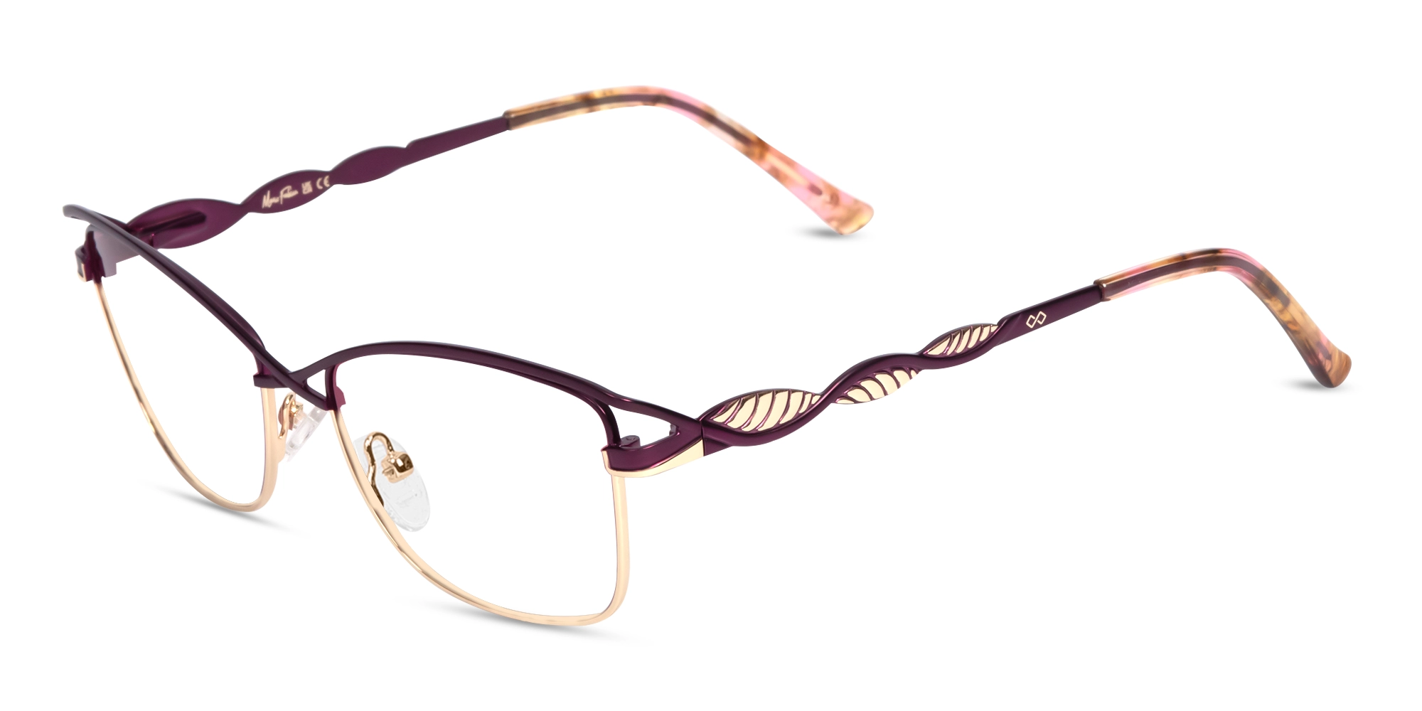 Matte Purple & Gold Cat-eye Glasses-3