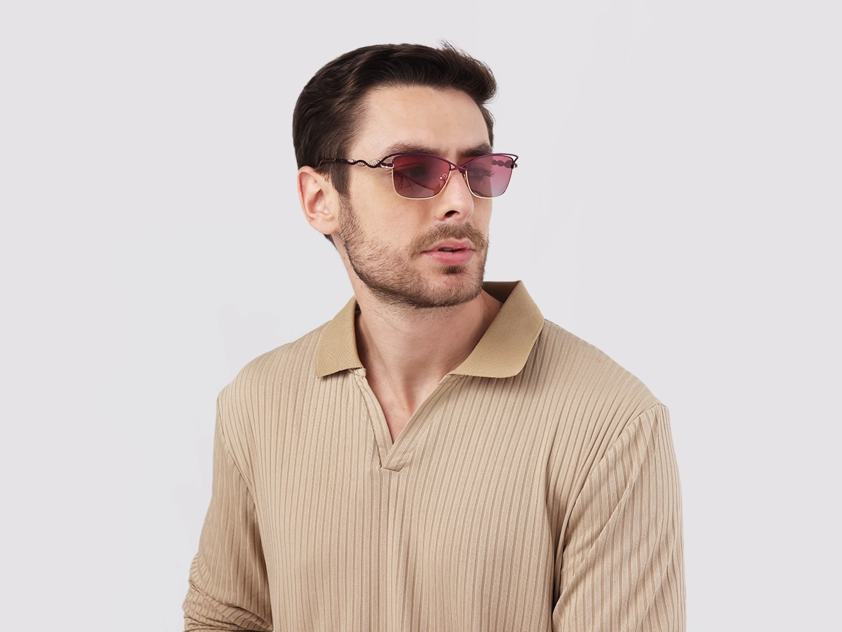 Matte Purple & Gold Cat-Eye Sunglasses 42