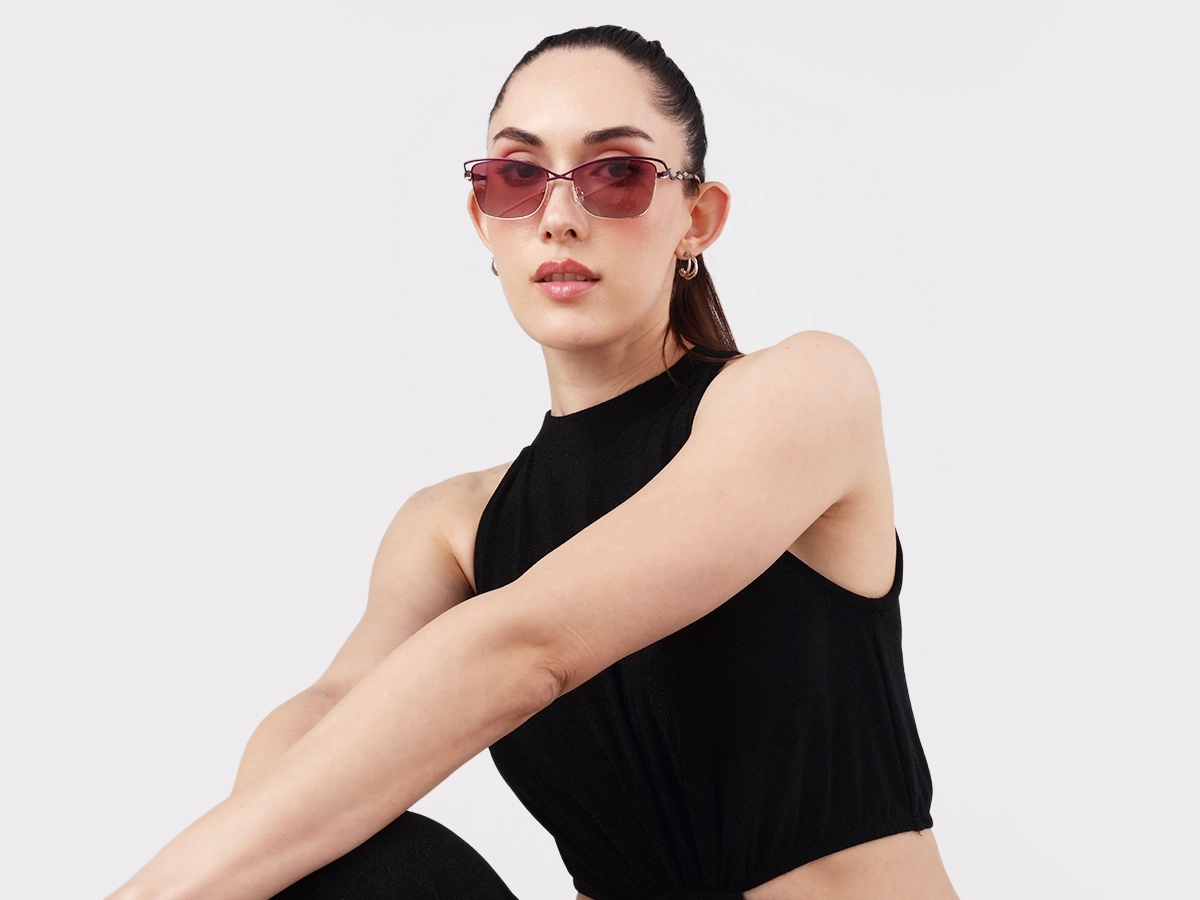 Matte Purple & Gold Cat-Eye Sunglasses 51
