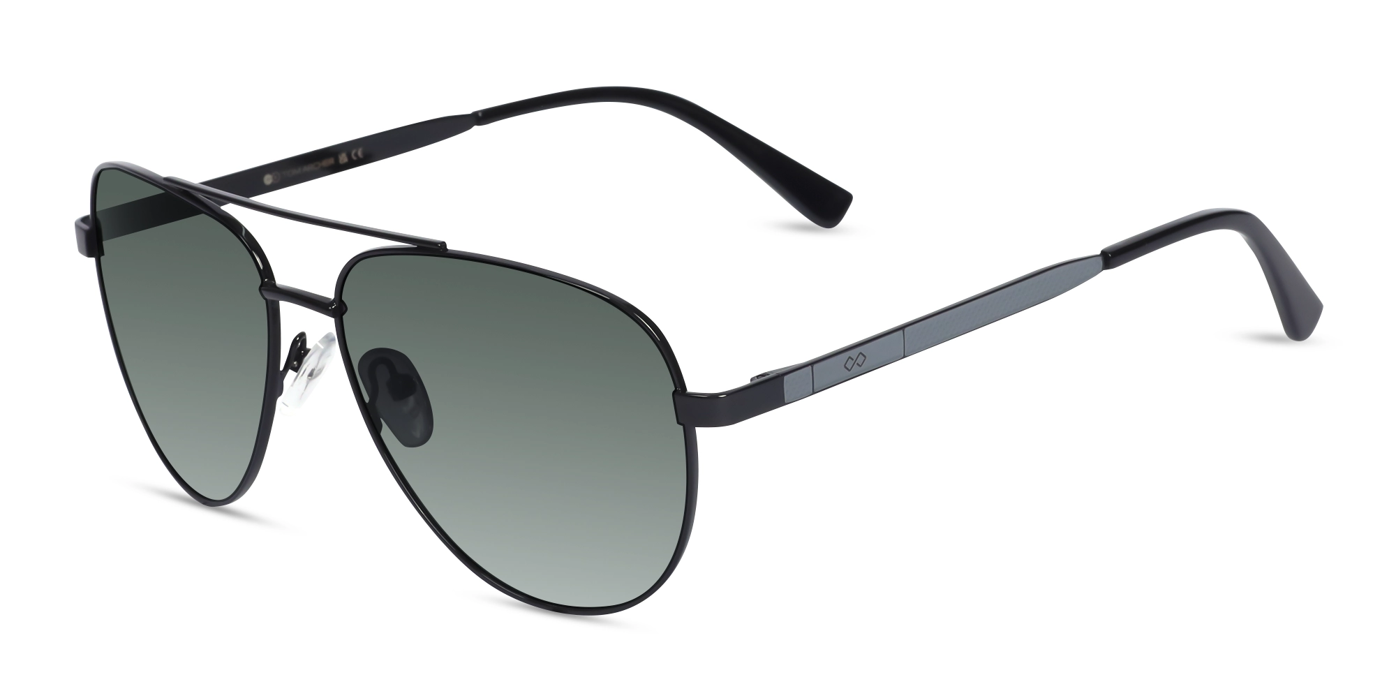 Black Double Bridge Metal Pilot Sunlasses 3