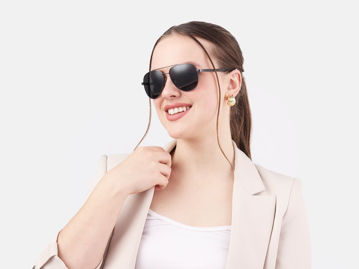 Gunmetal Full Rim Double Bridge Metal Sunglasses 52