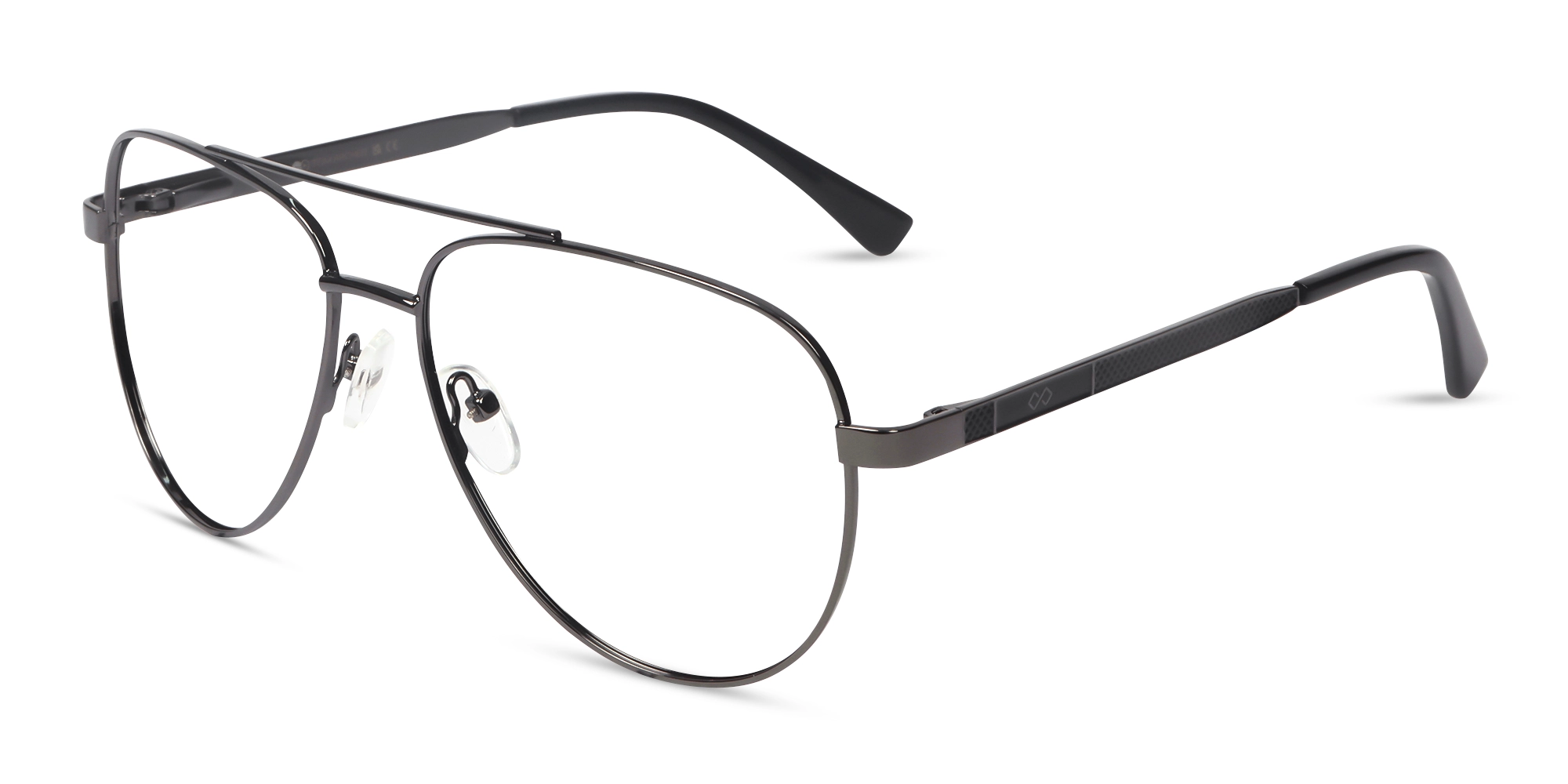 Lightweight Gunmetal Double Bridge Glasses