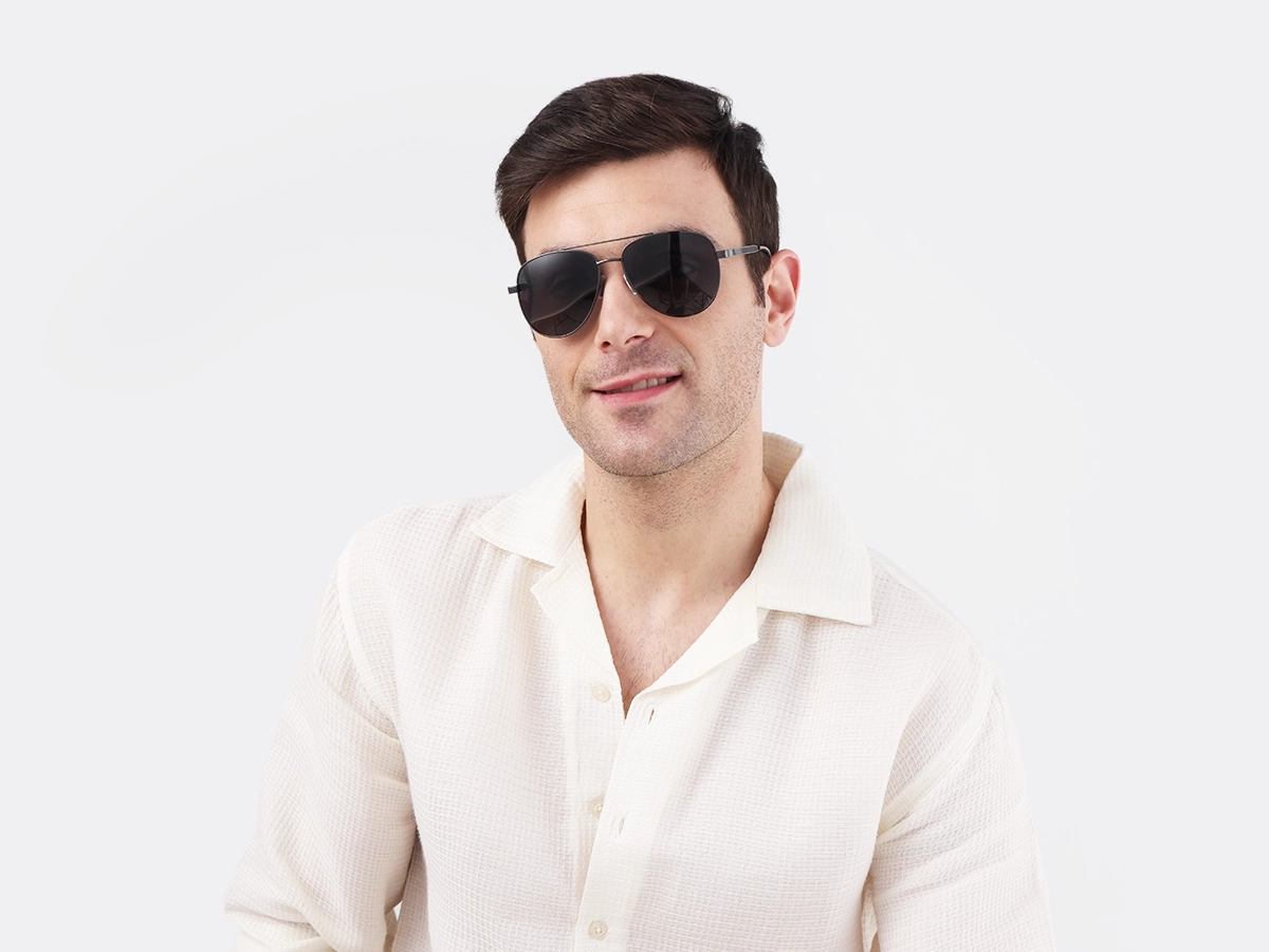 Gunmetal Full Rim Double Bridge Metal Sunglasses 41