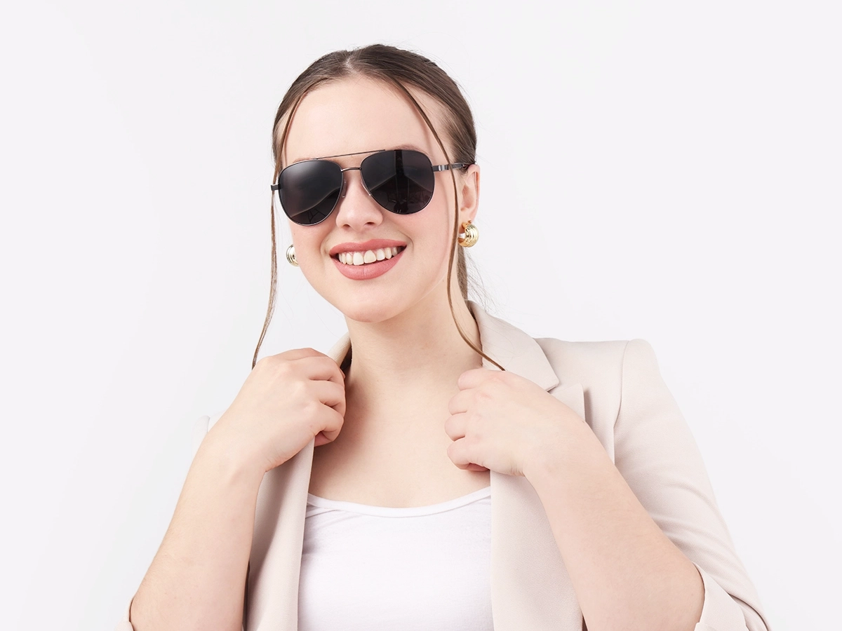 Gunmetal Full Rim Double Bridge Metal Sunglasses 51