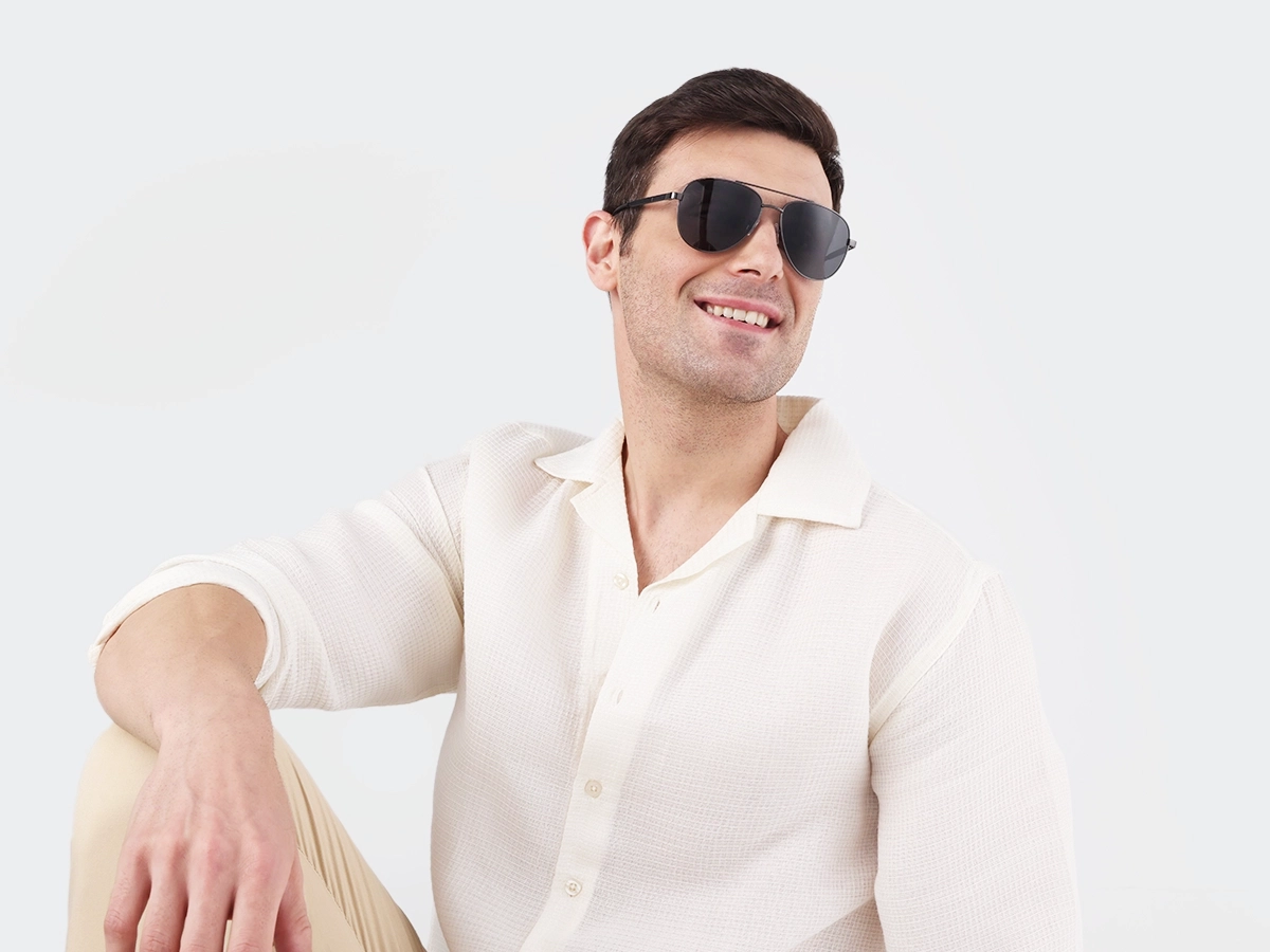 Gunmetal Full Rim Double Bridge Metal Sunglasses 43