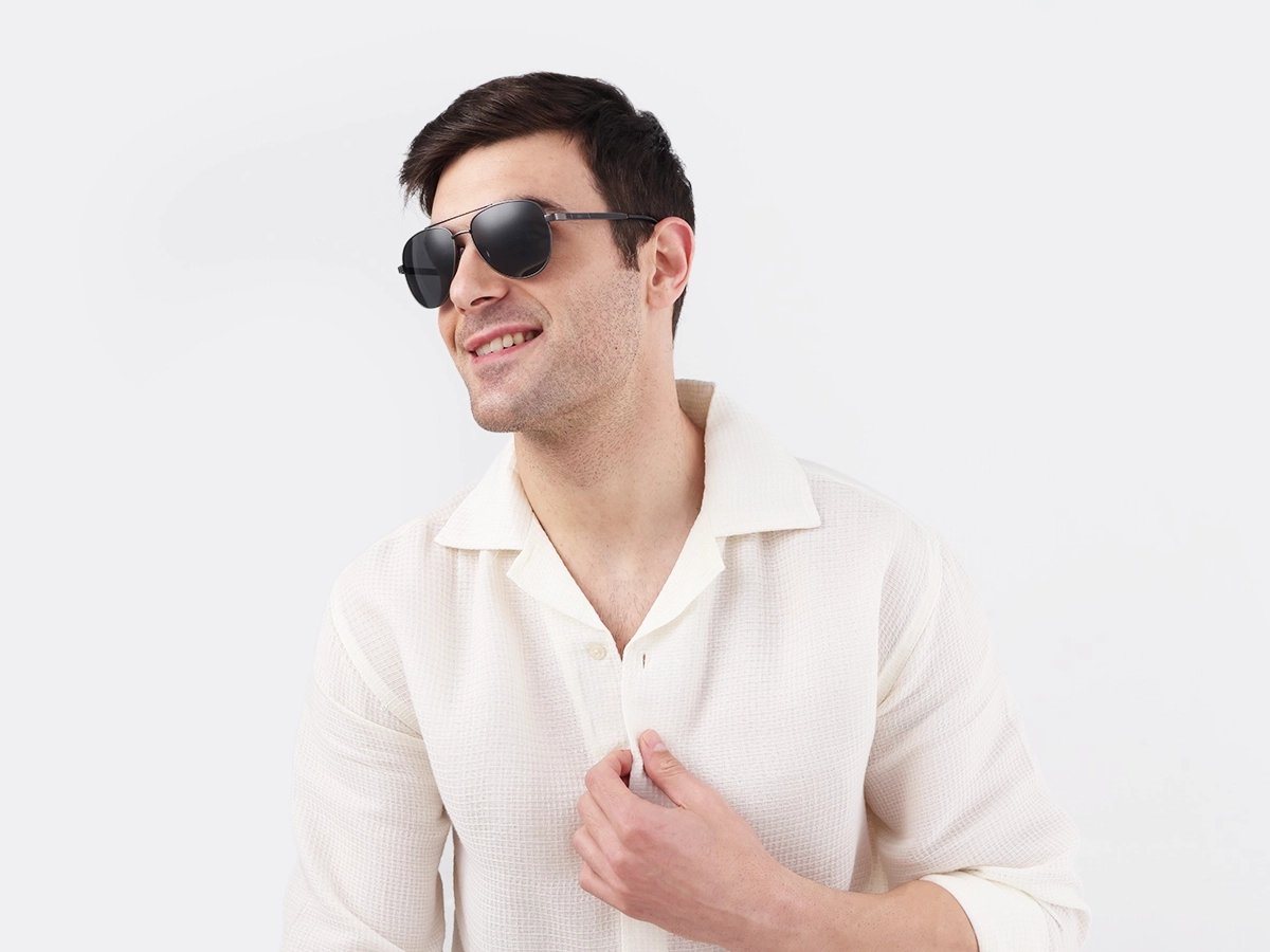 Gunmetal Full Rim Double Bridge Metal Sunglasses 42