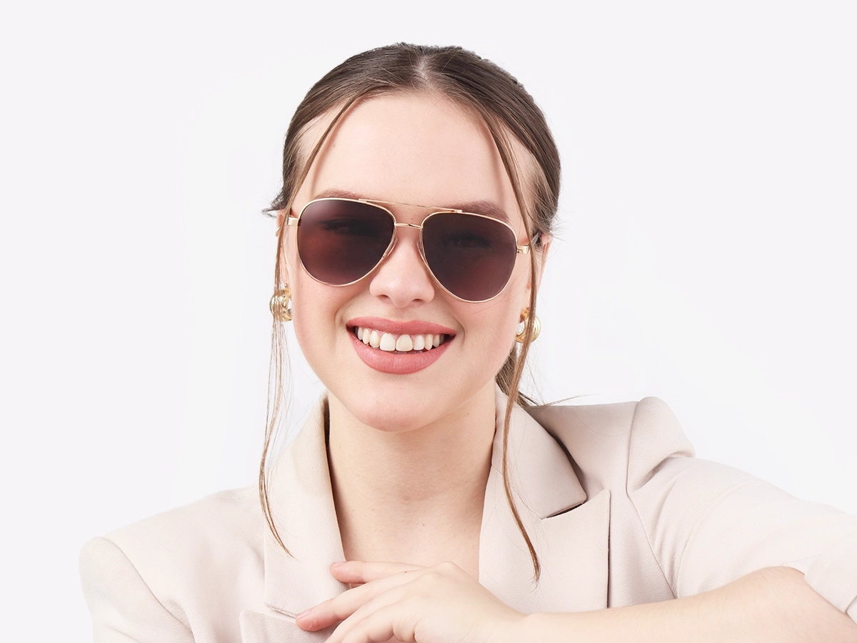 Gold Lightweight Full Rim Metal Sunglasses 51