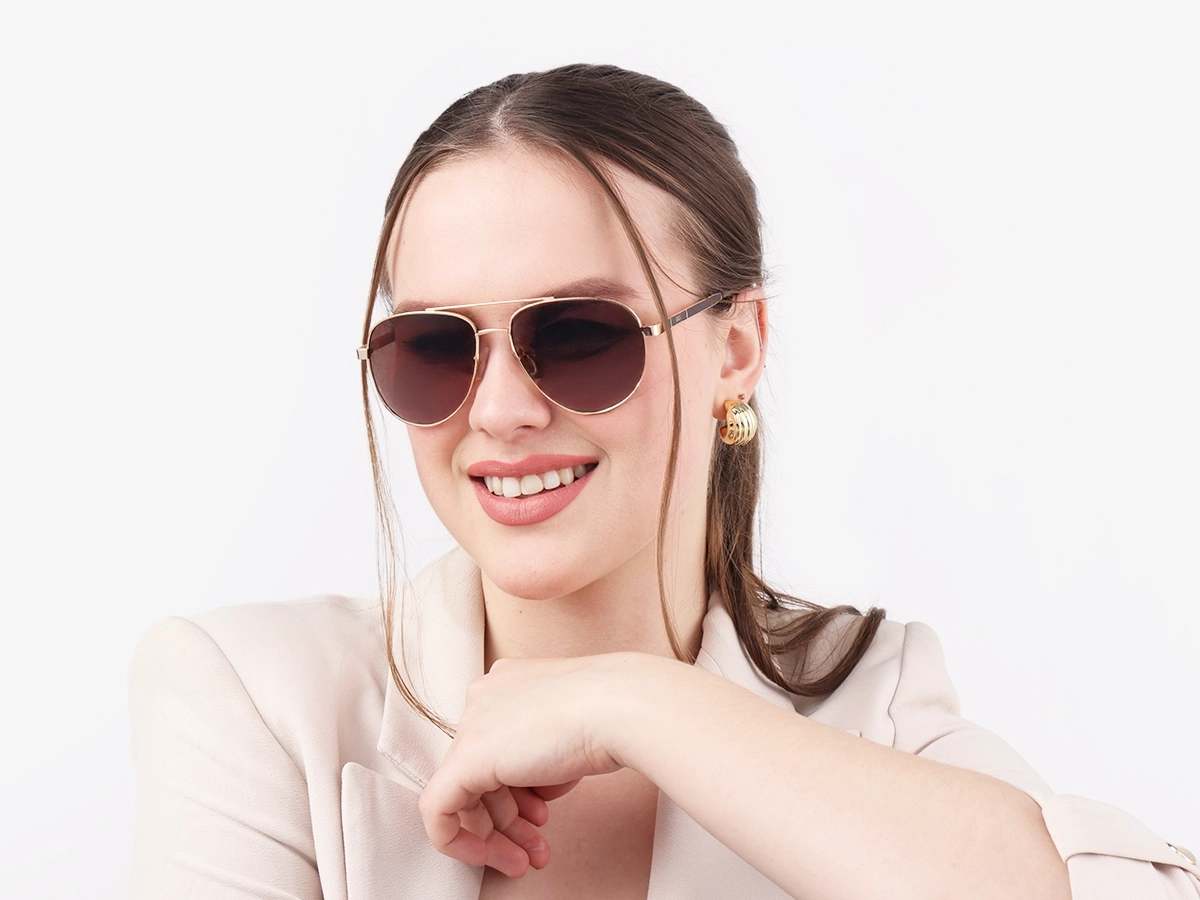 Gold Lightweight Full Rim Metal Sunglasses 52