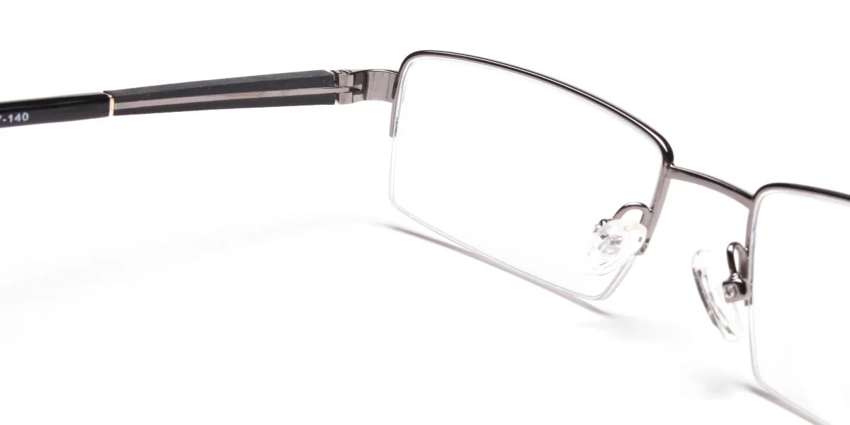 Gunmetal Rectangular Glasses, Eyeglasses -2