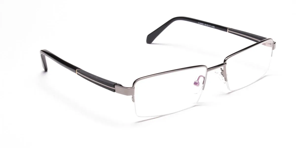 Gunmetal Rectangular Glasses, Eyeglasses -2
