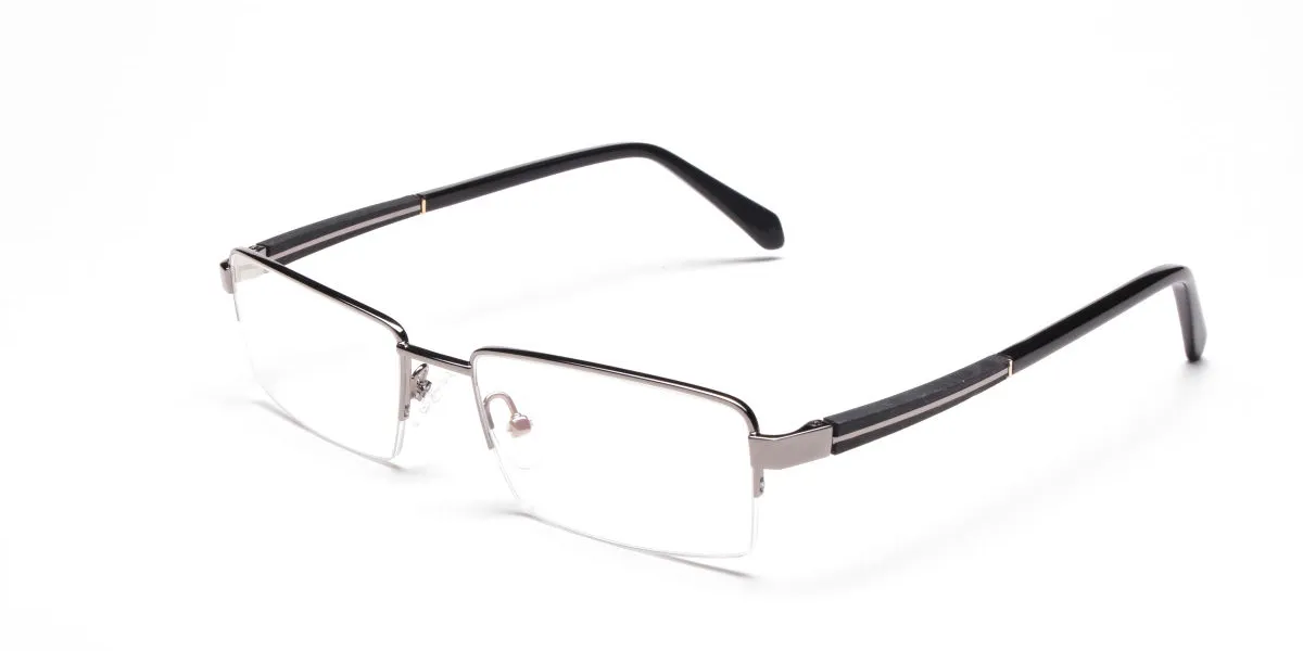 Gunmetal Rectangular Glasses, Eyeglasses -2