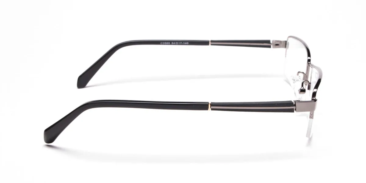 Gunmetal Rectangular Glasses, Eyeglasses -2