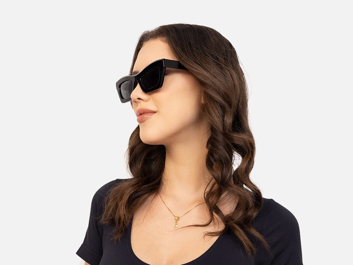 Womens Black Cat Eye Sunglasses-52