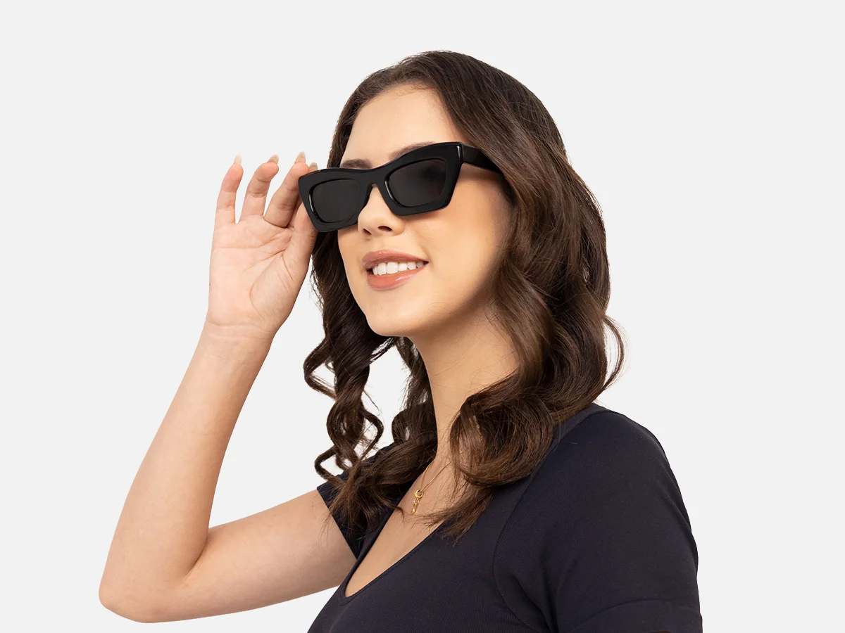 Womens Black Cat Eye Sunglasses-54