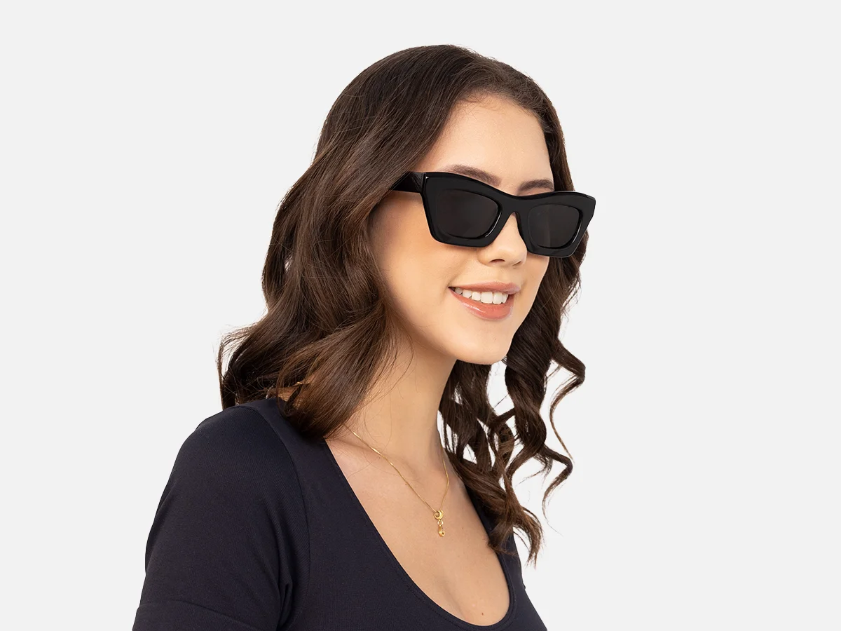 Womens Black Cat Eye Sunglasses-53