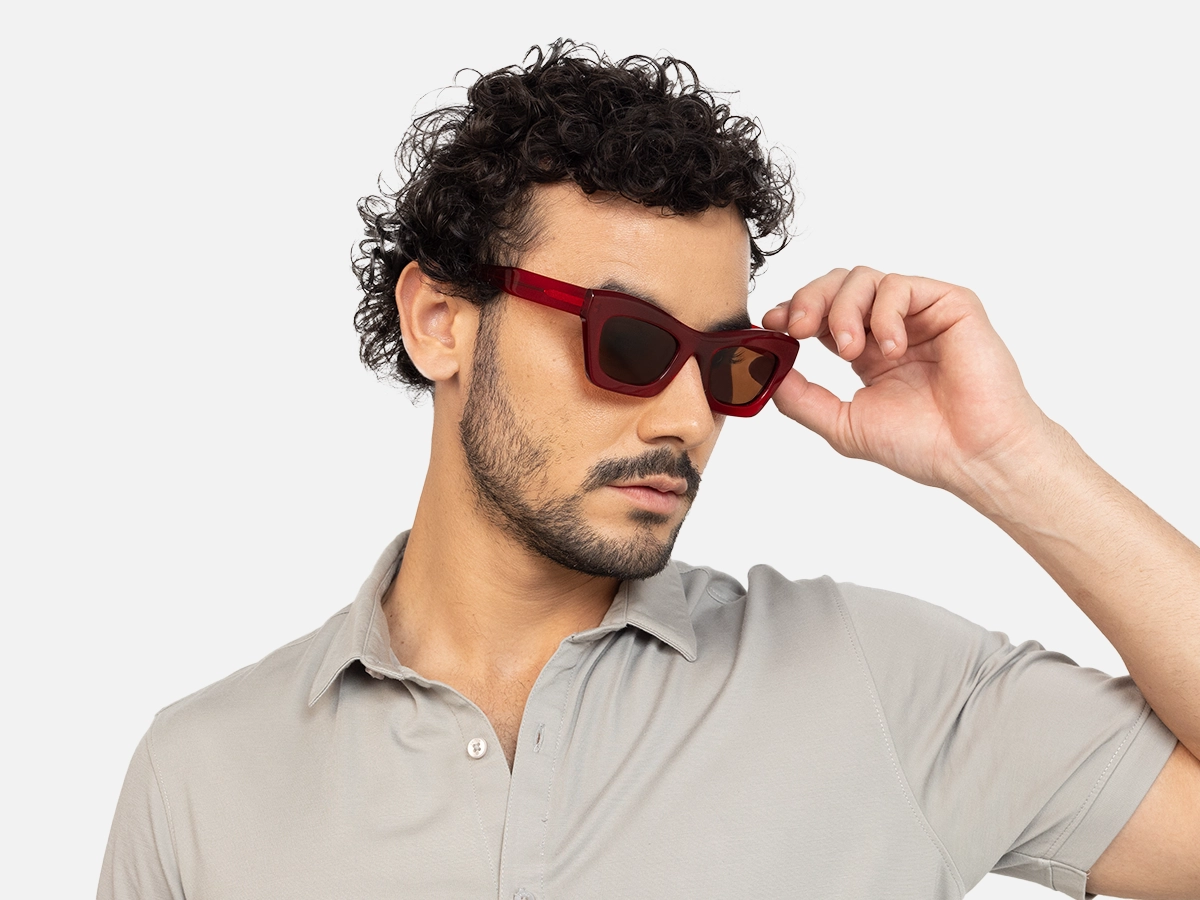 Red Thick Frame Sunglasses-44