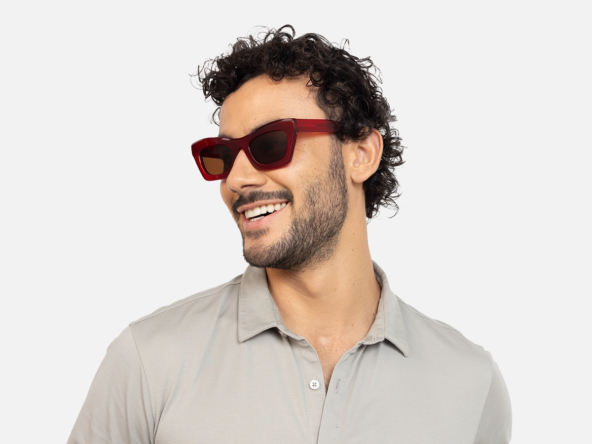 Red Thick Frame Sunglasses-42